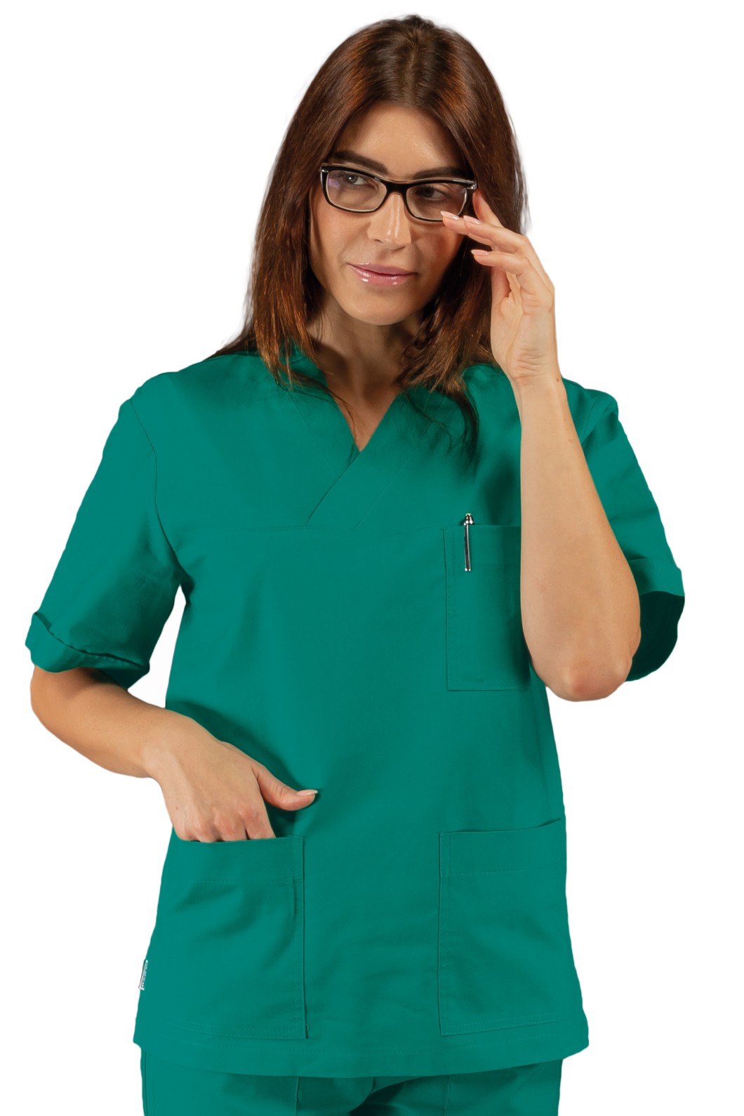 Casacca unisex in cotone scollo a V in Blu, Verde Chirurgico o Azzurro per medicale gr. 185 - immagine 4