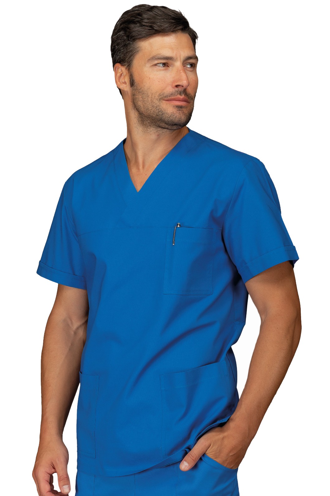 Casacca unisex in cotone scollo a V in Blu, Verde Chirurgico o Azzurro per medicale gr. 185 - immagine 6