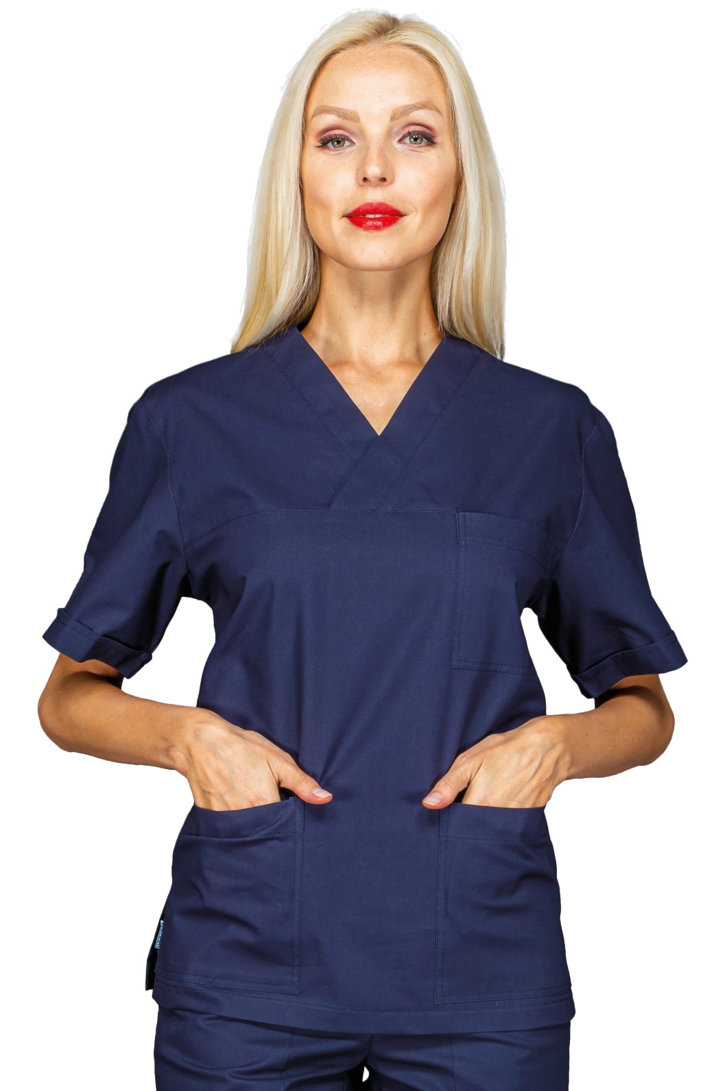 Casacca unisex in cotone scollo a V in Blu, Verde Chirurgico o Azzurro per medicale gr. 185 - immagine 8