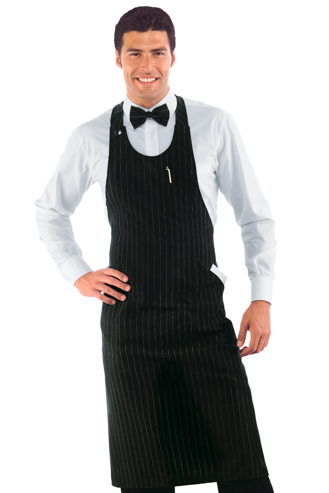 SOMMELIER - Grembiule con pettorina lungo gessato Bordeaux, Grigio, Nero, Blu