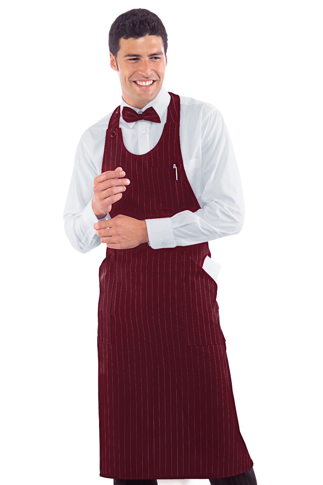 SOMMELIER - Grembiule con pettorina lungo gessato Bordeaux, Grigio, Nero, Blu - immagine 4