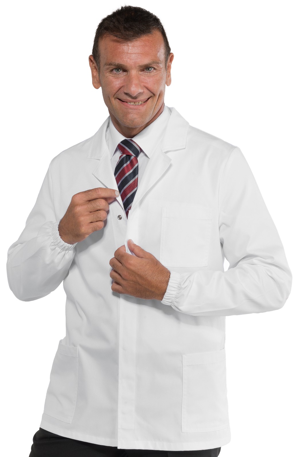 Camice corto medicale bianco antiacido Con Bottoni a Pressione o Zip