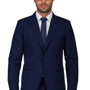 Giacca classica da uomo slim con 2 bottoni nero o blu per divisa  100% pol.