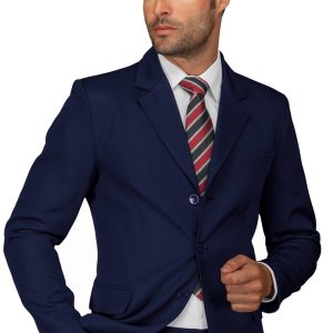 Giacca classica da uomo slim con 3 bottoni nero o blu per divisa  100% pol.