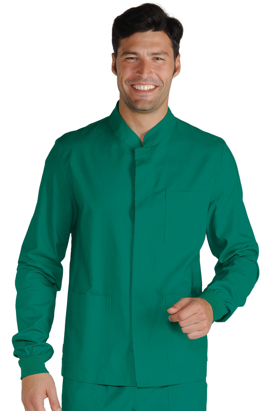 CORFU' - Casacca uomo collo coreana Verde Chirurgico o Bluette per medicale - immagine 4