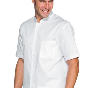 Casacca coreana bianca uomo mezza manica 100% cotone