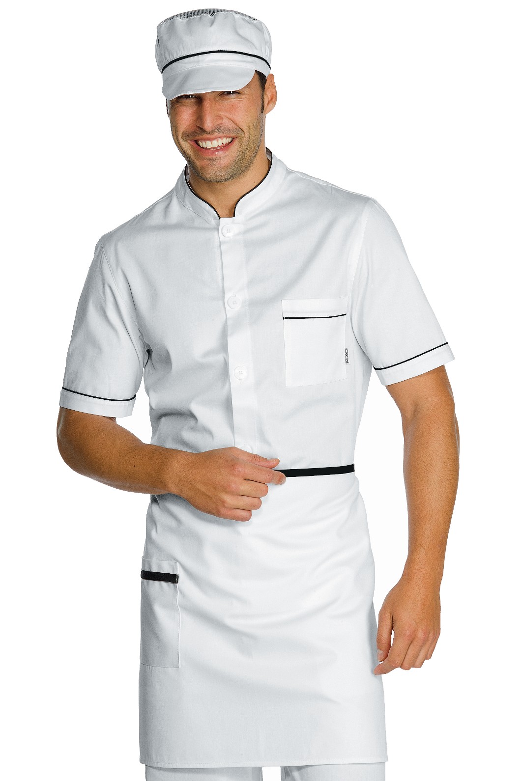 Casacca coreana bianca uomo mezza manica 100% cotone - immagine 2