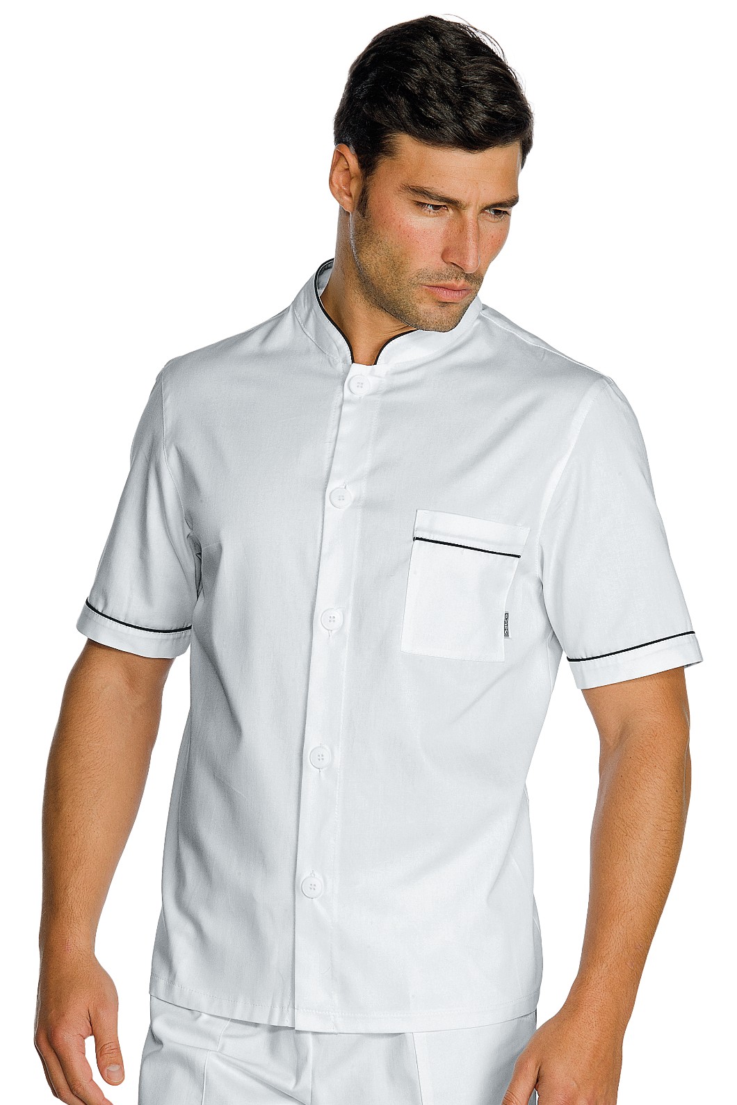 Casacca coreana bianca uomo mezza manica 100% cotone - immagine 3