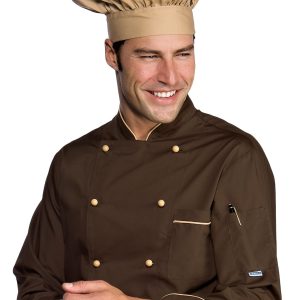 ALICANTE - Giacca chef marrone chef Mix Cotone Super Leggera Bottone Estraibile 115 gr M/M M/L