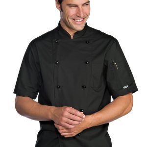 Giacca uomo chef misto cotone con bottoni a pallina mezza manica leggera gr. 150