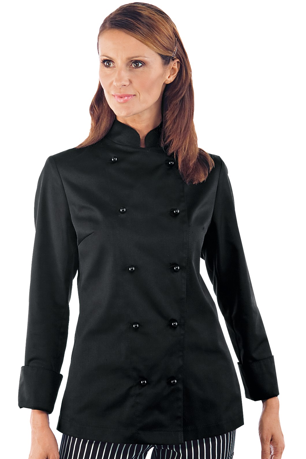 LADY CHEF Giacca donna chef slim Nera, Rossa o Bordeaux ML MC misto cotone - immagine 2