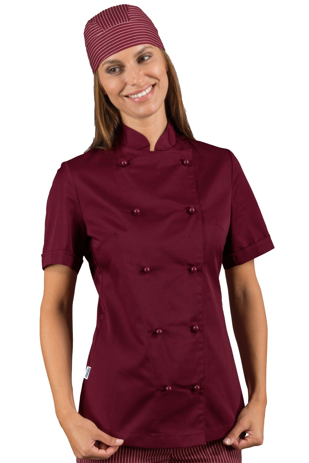 LADY CHEF Giacca donna chef slim Nera, Rossa o Bordeaux ML MC misto cotone - immagine 5