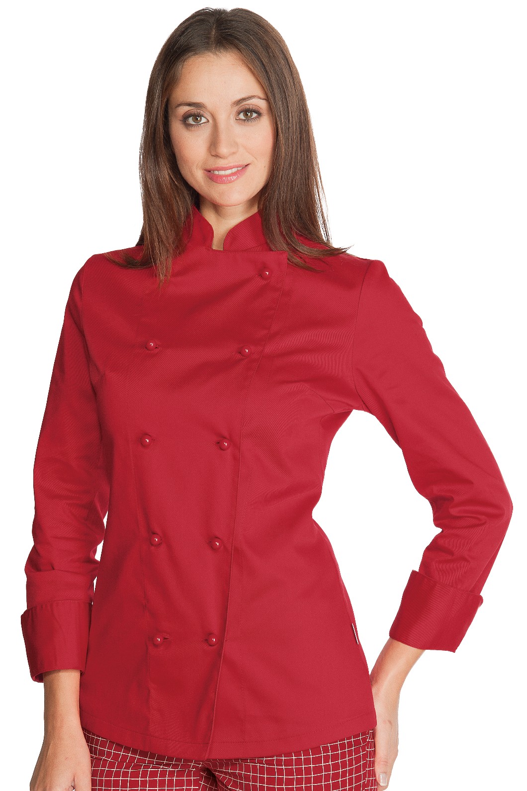 LADY CHEF Giacca donna chef slim Nera, Rossa o Bordeaux ML MC misto cotone