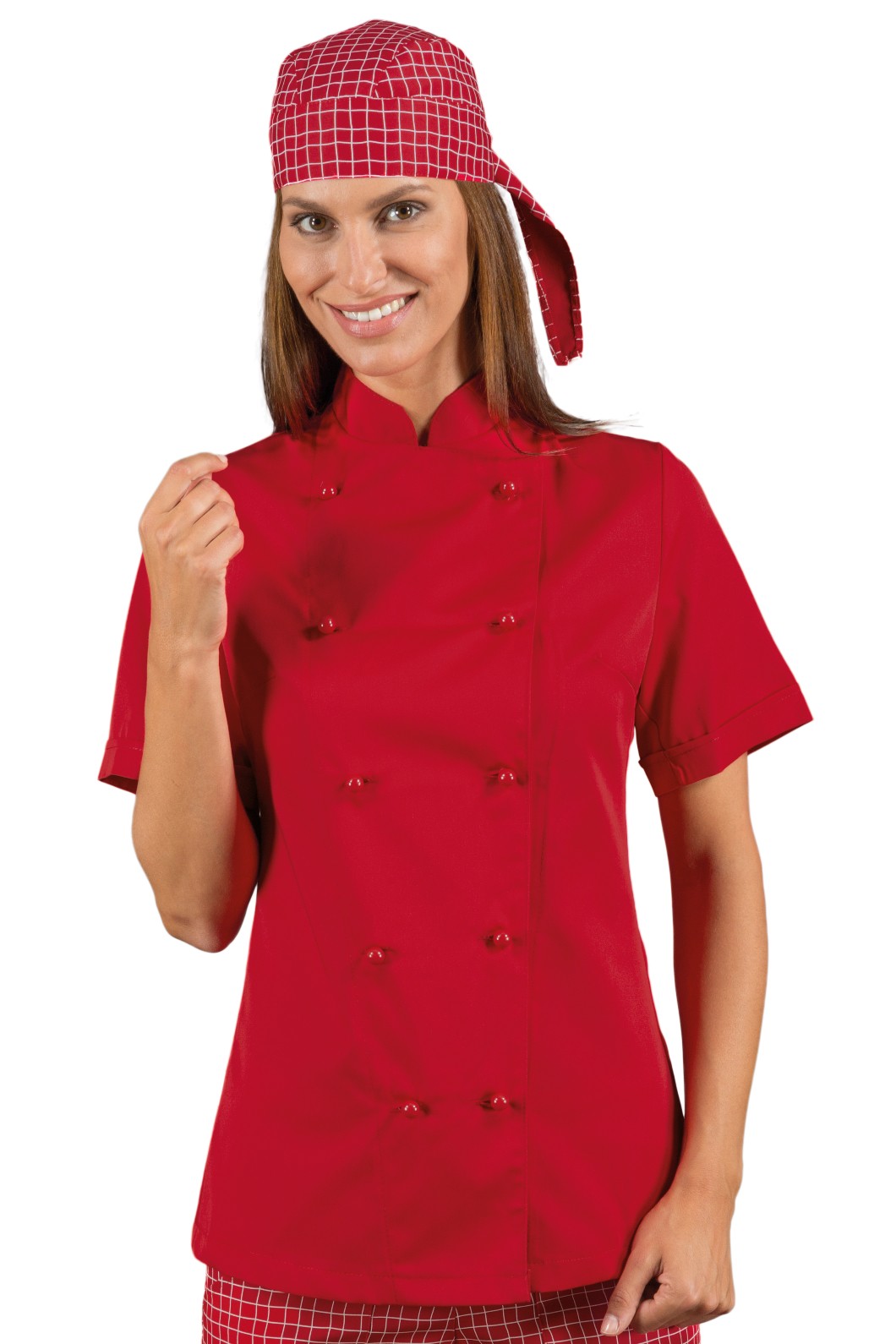 LADY CHEF Giacca donna chef slim Nera, Rossa o Bordeaux ML MC misto cotone - immagine 6