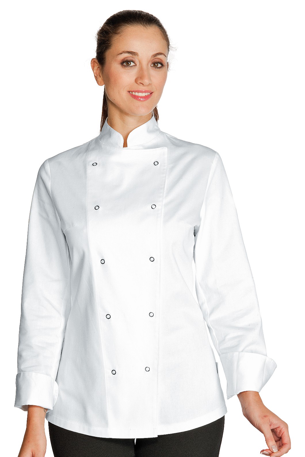 Giacca chef donna bianca con bottoni a pressione ML MM in cotone