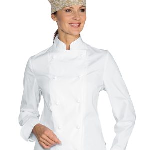 LADY CHEF - Giacca chef donna  Extra Light bianca ML MC 150 gr.