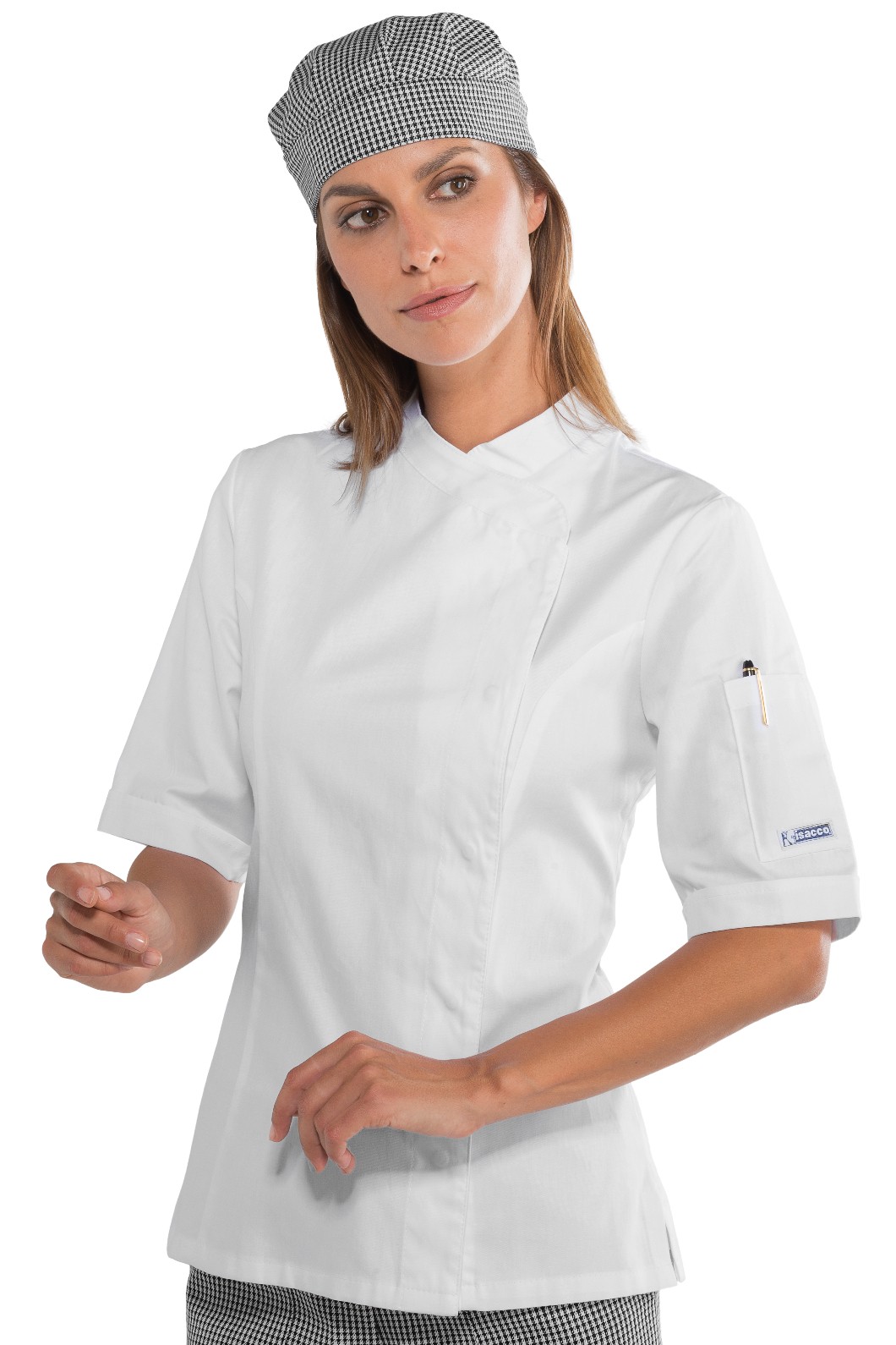 LADY SNAPS - Giacca Chef donna bianca, con tricolore o profili neri ML MM - immagine 3