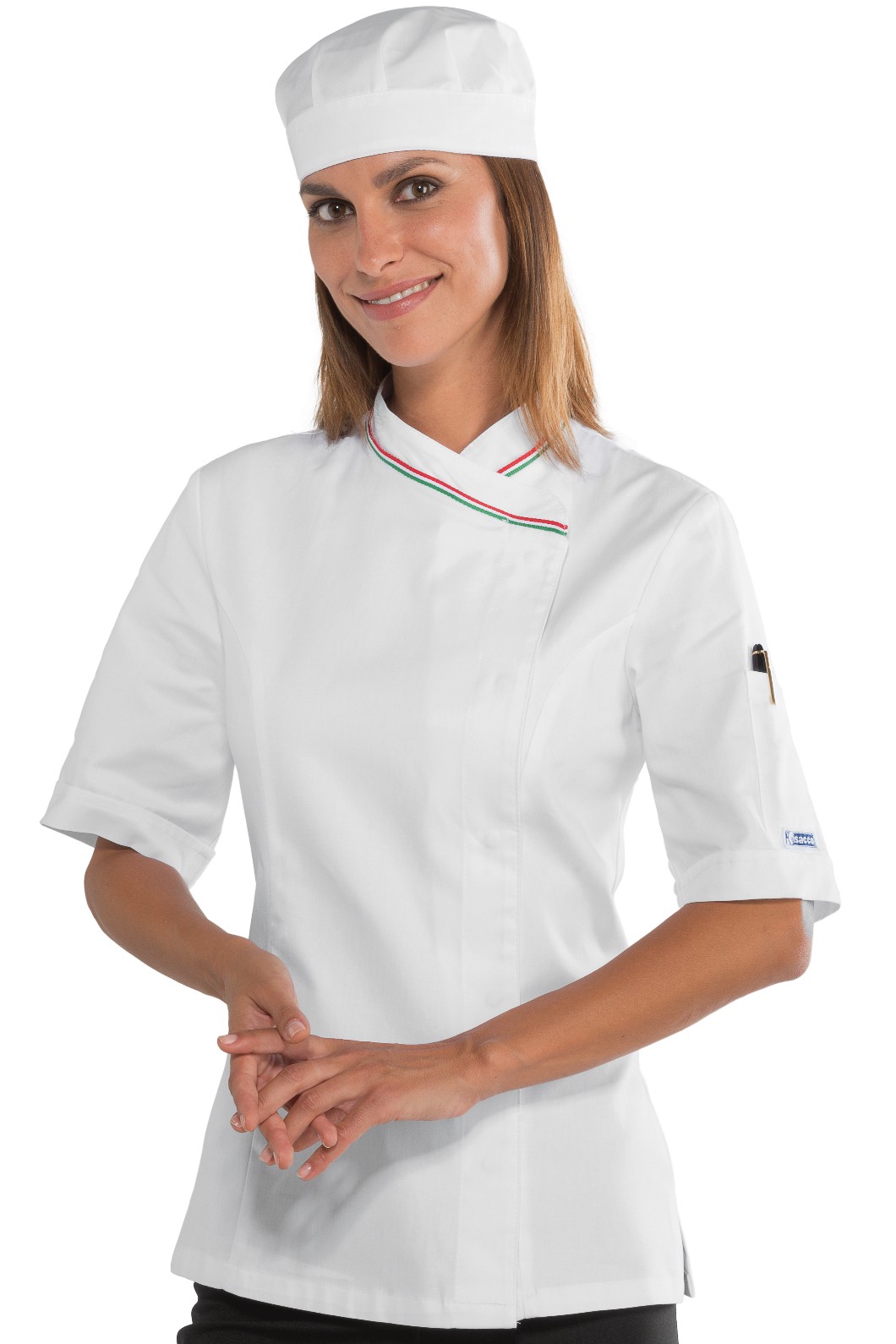 LADY SNAPS - Giacca Chef donna bianca, con tricolore o profili neri ML MM - immagine 5