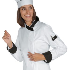 LADY SNAPS - Giacca Chef donna bianca, con tricolore o profili neri ML MM