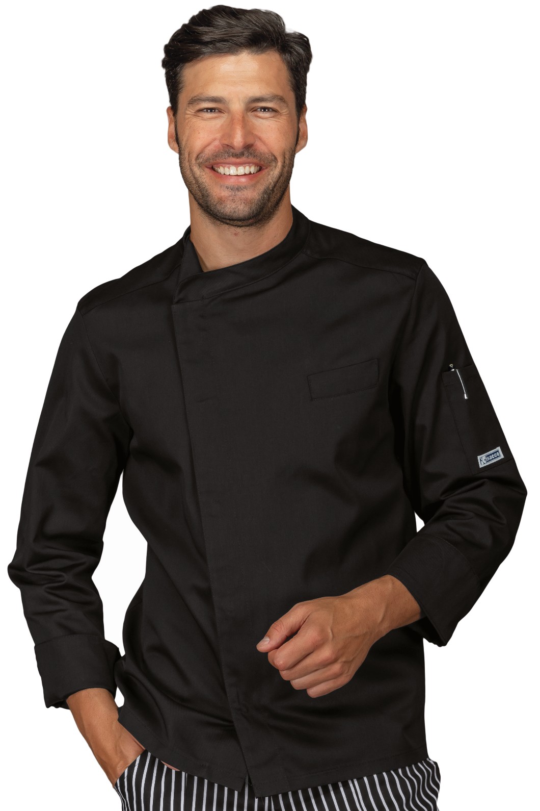 BILBAO - Giacca chef nera con bottoni a pressione ML MC fino alla 3XL 4XL 5XL - immagine 3