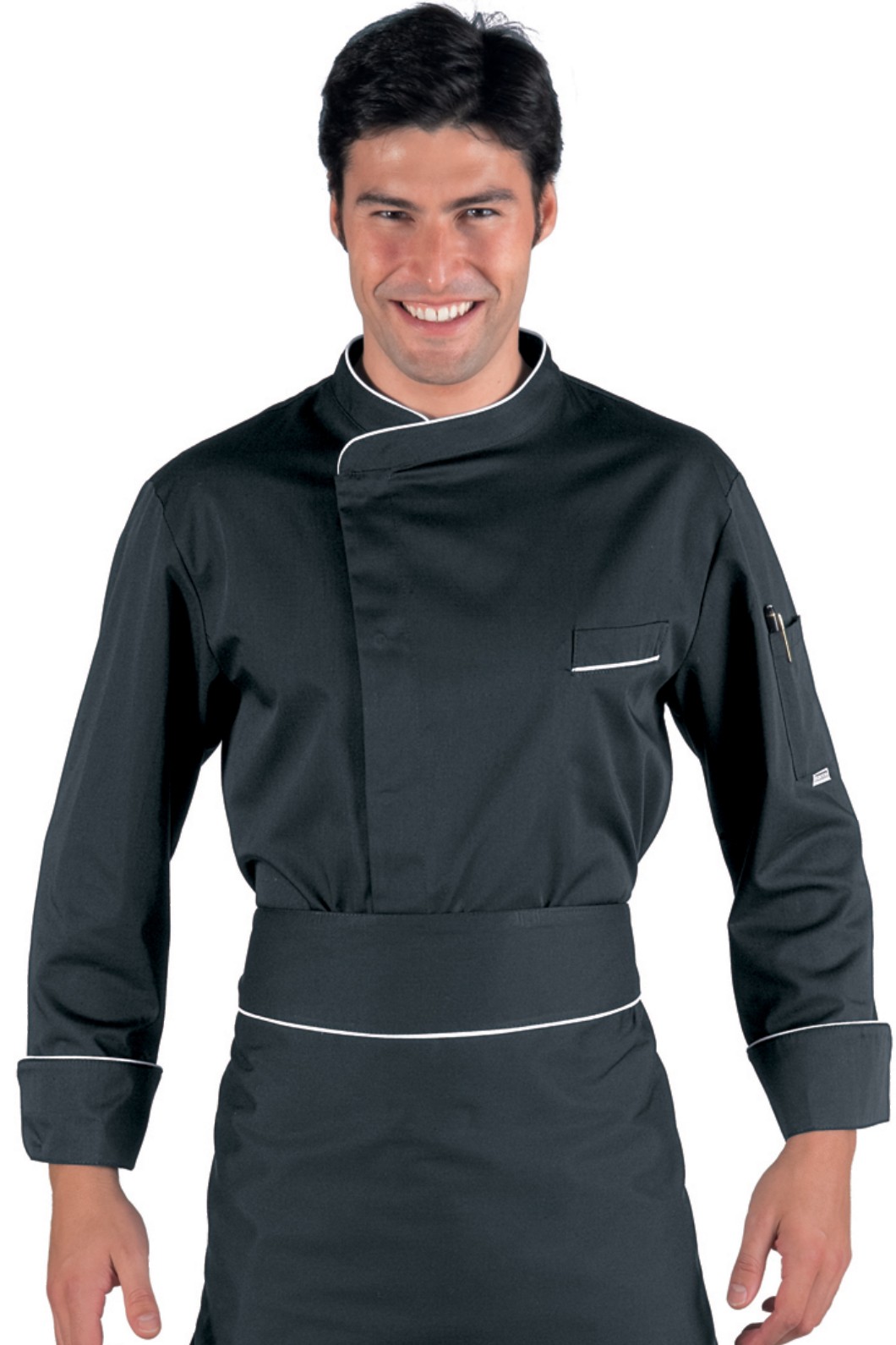 BILBAO - Giacca chef nera con profili bianche o bordeaux con ML MC - immagine 2