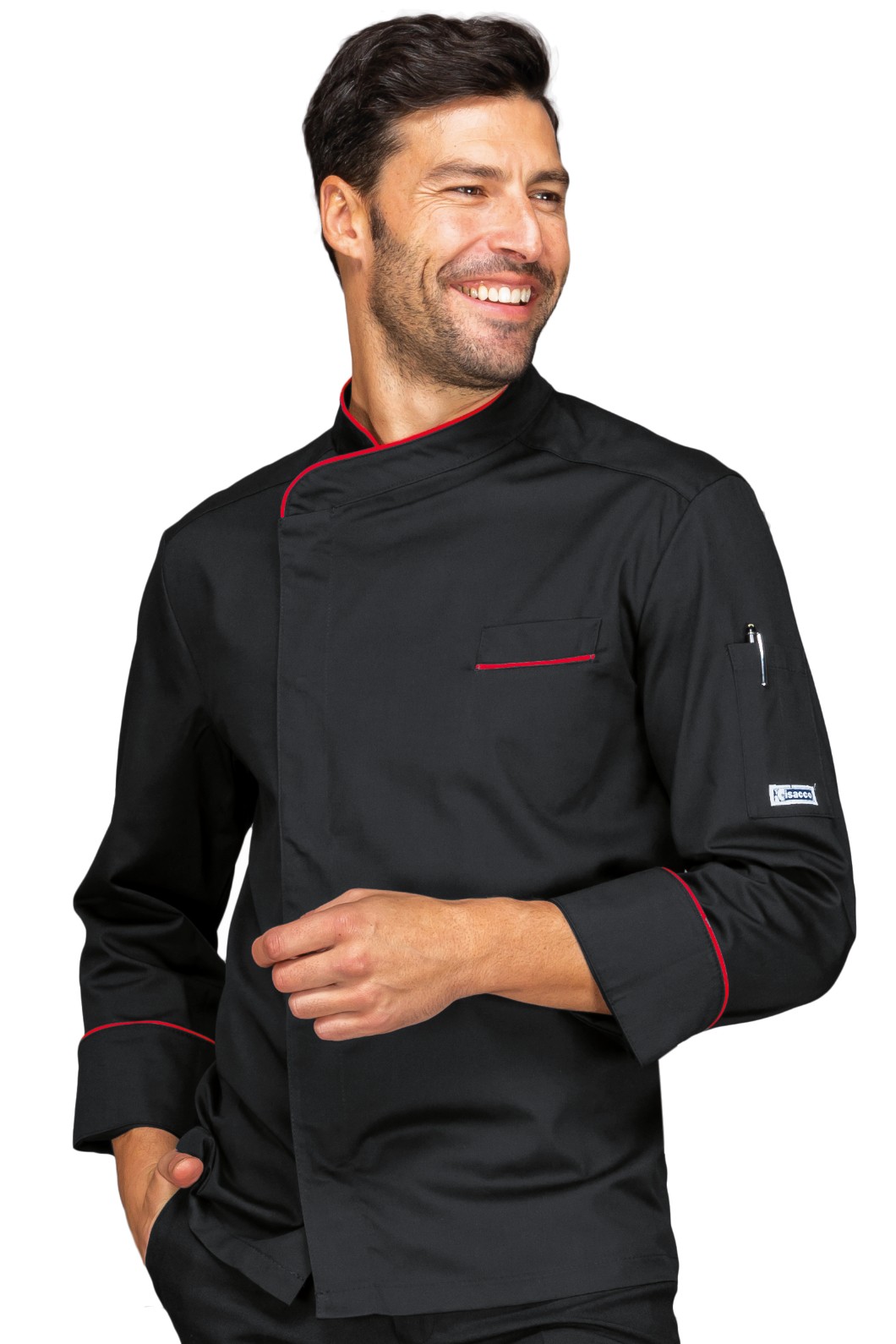 BILBAO - Giacca chef nera con profili bianche o bordeaux con ML MC