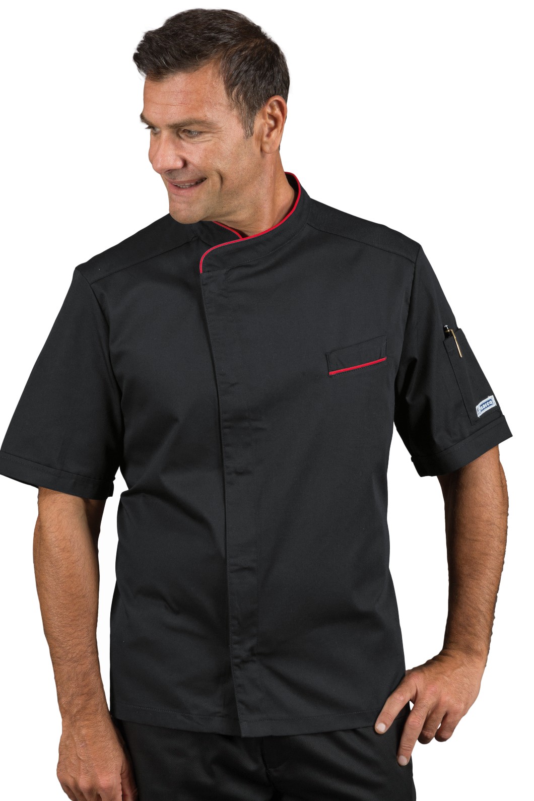 BILBAO - Giacca chef nera con profili bianche o bordeaux con ML MC - immagine 4