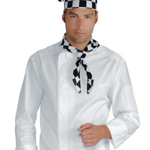 BILBAO - Giacca chef bianca misto cotone allacciatura laterale con automatici leggera gr. 150