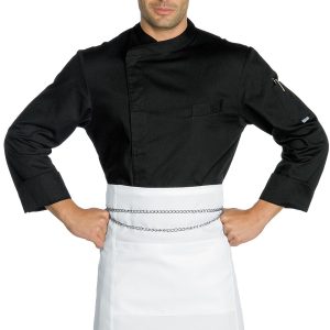 SUZUKA - Giacca chef nera tessuto Superdry antimacchia, retina sulla schiena traspirante ML MC tg. 3XL 4XL 5XL