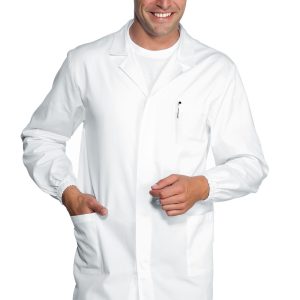 Camice bianco uomo corto misto cotone con bottoni automatici