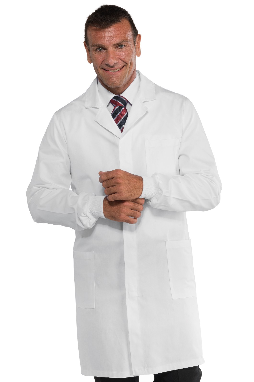 Camice uomo corto bianco 100% poliestere no stiro con bottoni a pressione - immagine 2