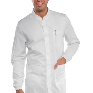 DOVER - Camice medicale biancco collo alla coreana misto cotone