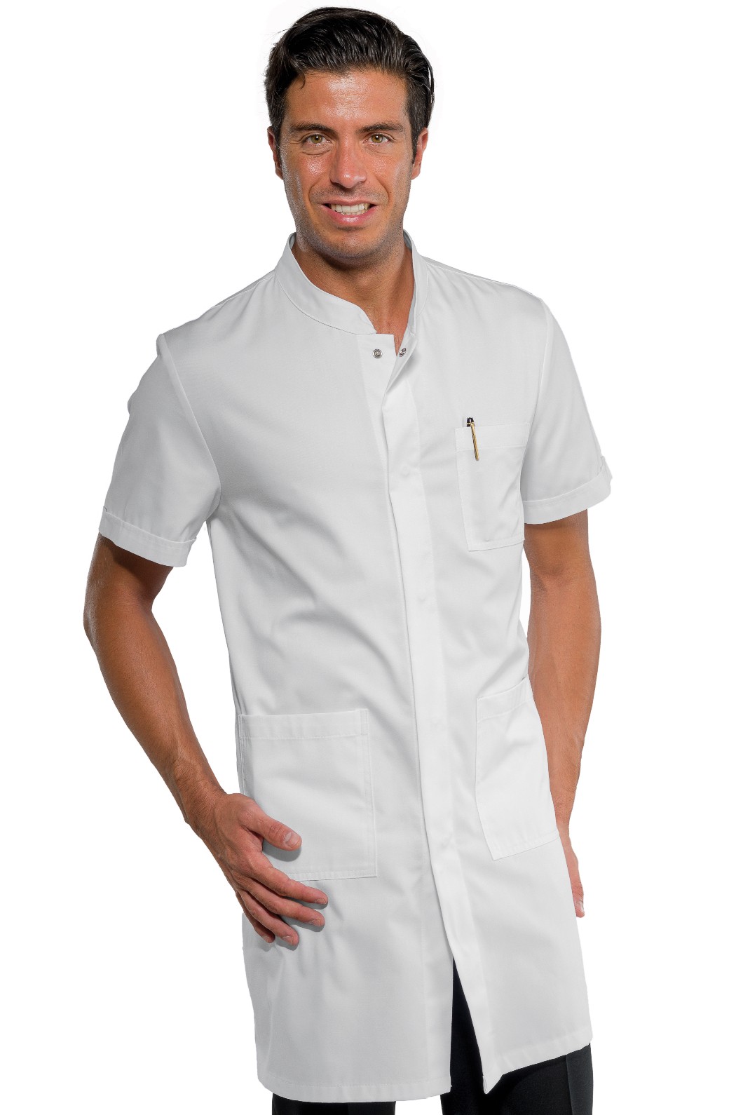 DOVER - Camice medicale biancco collo alla coreana misto cotone - immagine 2