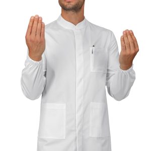 DOVER - Camice bianco collo alla coreana tessuto stretch