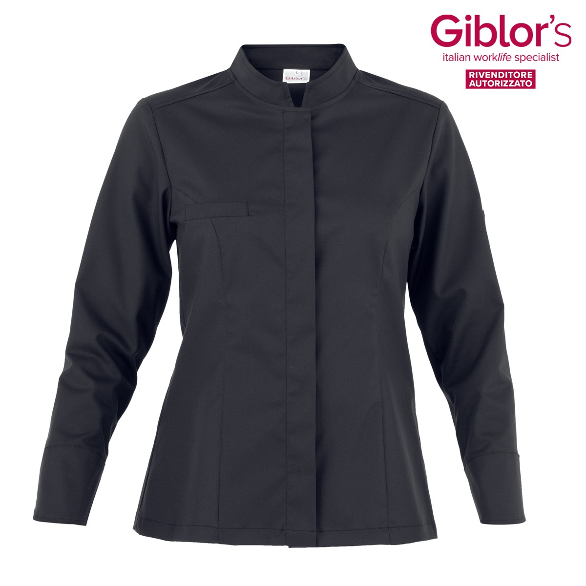 Giacca Chef Donna Chiusura Centrale Bianca o Nera Leggera Traspirante e Collo alla Coreana Per Ristorazione - immagine 2