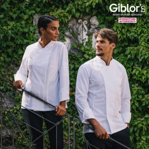 Giacca Cuoco da Uomo Bianca o Nera, Slim. Tessuto Traspirante Leggerissimo, No stiro. Allacciatura  Nascosta-Giorgio