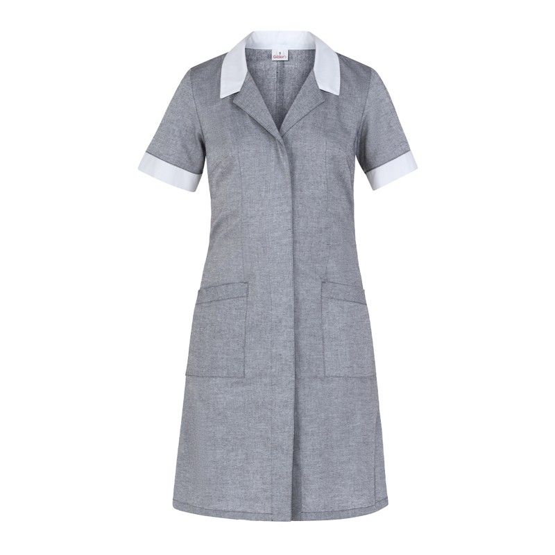 Camice Leggero a Manica Corta In Cotone Azzurro o Grigio per Donna Pulizie Donna di Servizio-Amalia- - immagine 2