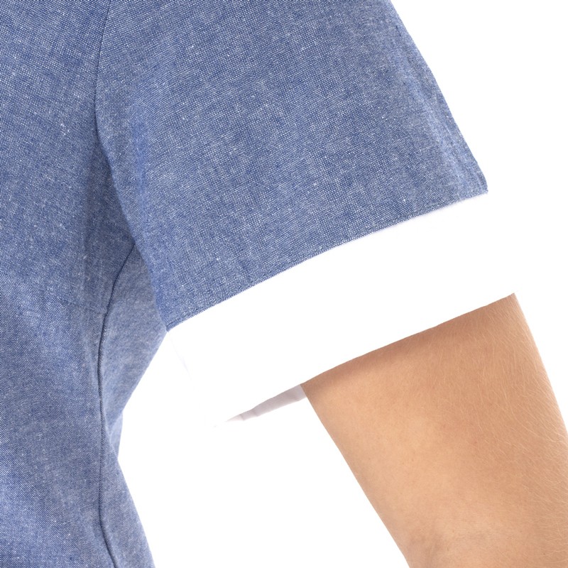 Camice Leggero a Manica Corta In Cotone Azzurro o Grigio per Donna Pulizie Donna di Servizio-Amalia- - immagine 4