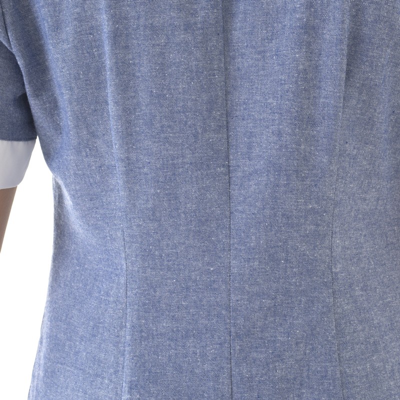 Camice Leggero a Manica Corta In Cotone Azzurro o Grigio per Donna Pulizie Donna di Servizio-Amalia- - immagine 5