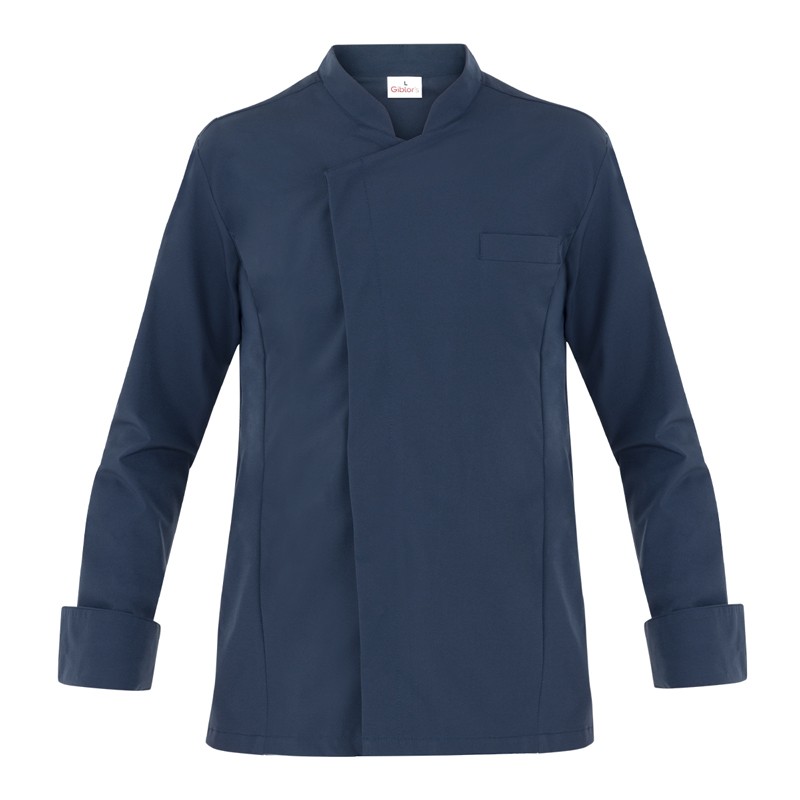 Giacca Uomo da Cuoco Leggera con Collo alla Coreana e Bottoni Automatici Nascosti - immagine 3