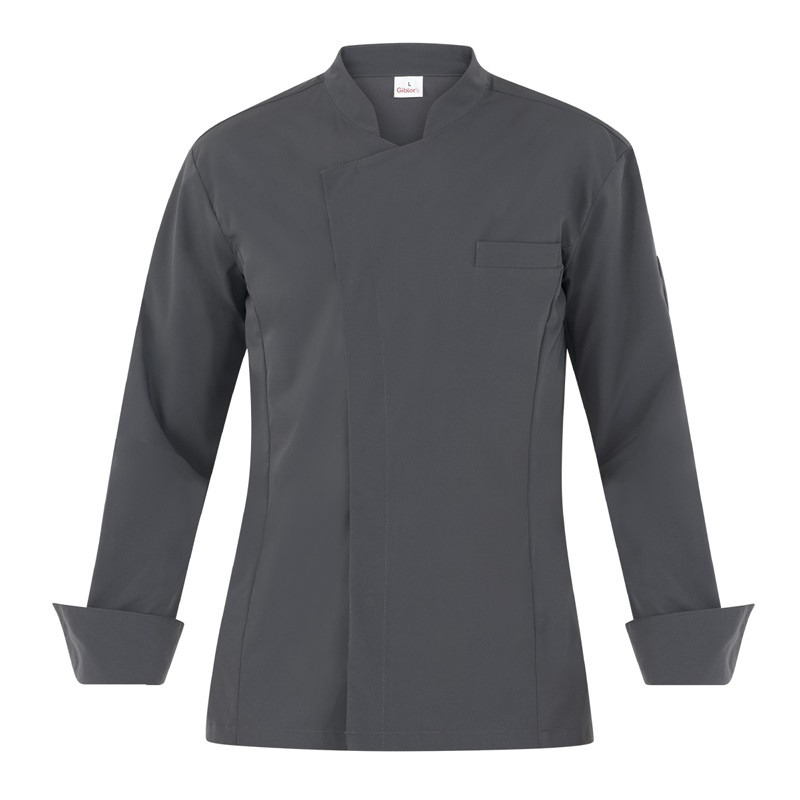 Giacca Uomo da Cuoco Leggera con Collo alla Coreana e Bottoni Automatici Nascosti - immagine 5