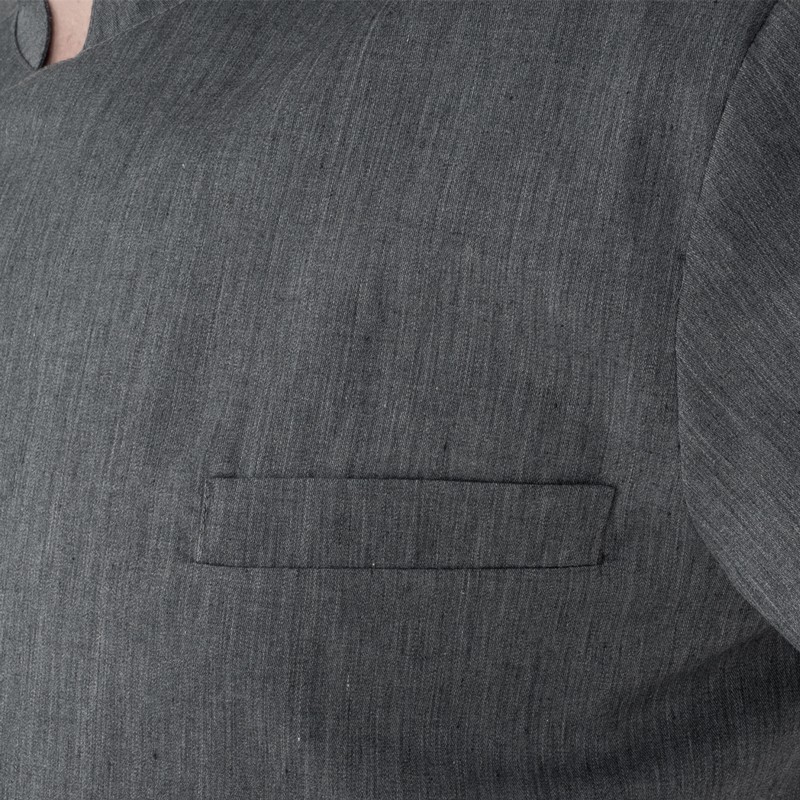 Giacca Uomo da Cuoco Leggera a Maniche Corte con Collo alla Coreana e Bottoni Automatici Nascosti - immagine 6