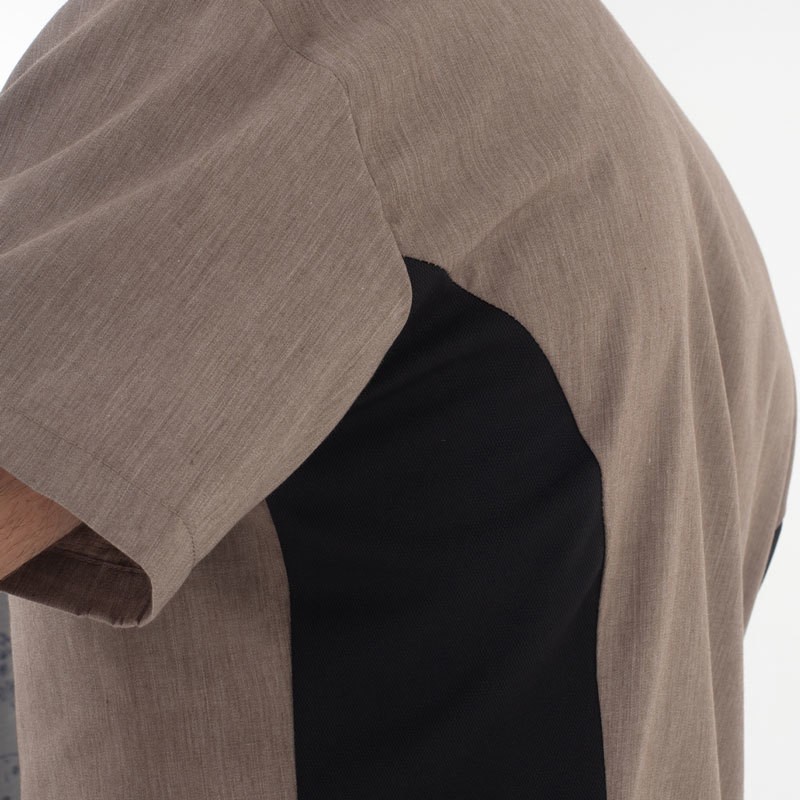 Giacca Uomo da Cuoco Leggera a Maniche Corte con Collo alla Coreana e Bottoni Automatici Nascosti - immagine 8