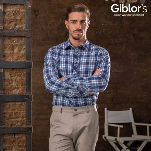 Camicia da Uomo Scozzese o a Quadri Elasticizzata Da Lavoro Per Bar Pub Ristoranti