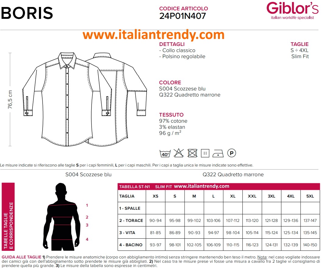 Camicia da Uomo Scozzese o a Quadri Elasticizzata Da Lavoro Per Bar Pub Ristoranti - immagine 4