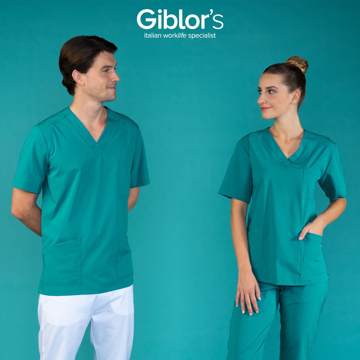 Camice, Casacca Da Donna A Maniche Corte Scollo A V. 7 Colori. Per Settore Sanitario E Medicale-Sonia - immagine 2