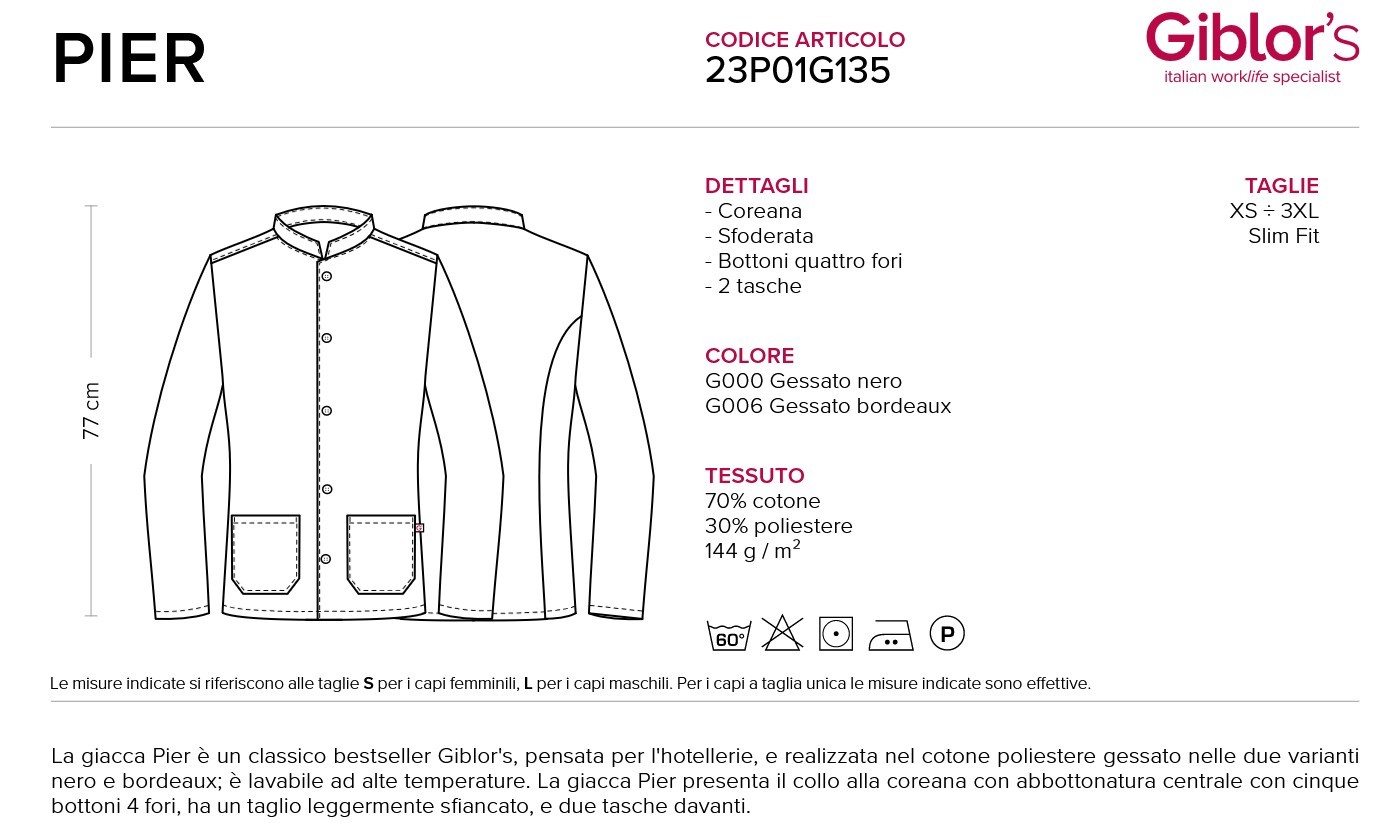 Giacca Coreana Rigata Nera o Bordeaux per Uomo con Bottoni in Tinta Divisa Alberghi Hotel -PIER - immagine 4