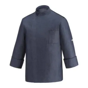egochef giacca cuoco cucina manica lunga facile stiro 3xl color jeans con rete sulla schiena traspirante nera a contrasto sulla schiena
